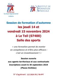 1 Flyer SESSION DE FORMATION AUTOMNE 2024