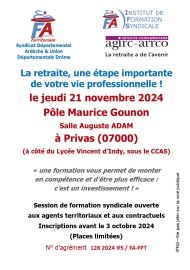 Flyer SESSION DE FORMATION RETRAITE 11 2024