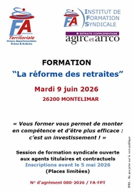 FORMATION "La réforme des retraites" - 9 juin 2026 - Montélimar